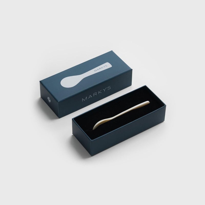 Marky's Mother of Pearl Hand-Carved Caviar Spoon + Gold Plated 16 Karat Tin Opener Kit - Image 3