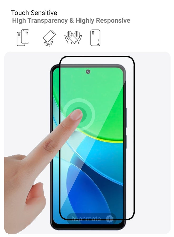 huanmate 2 Pieces Vivo Y19s Pro Screen Protector – Premium Edge to Edge Tempered Glass, High Transparency, Delicate Touch, Anti-Explosion, Smooth Arc Edges, Easy Installation - Image 4
