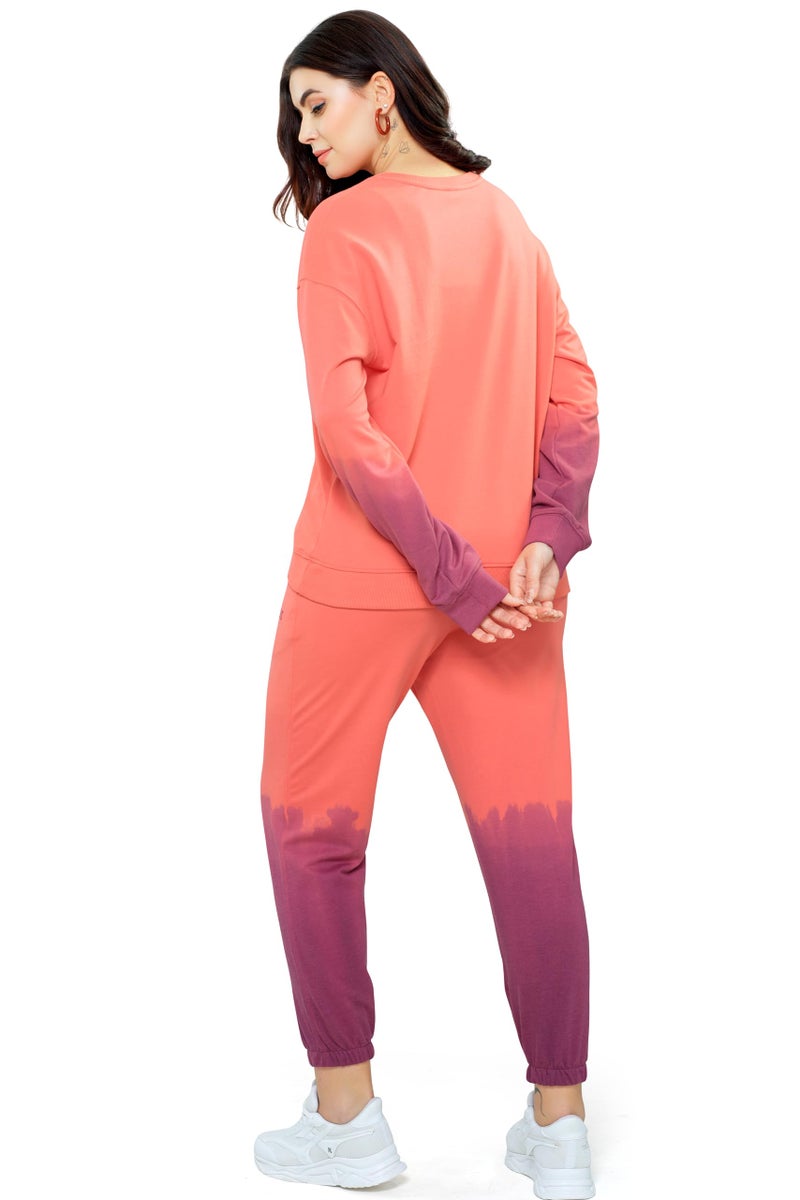 ZEYO Women Cotton Peach Track suit Tie-Dye Printed Co-ords set 5700 - Image 5