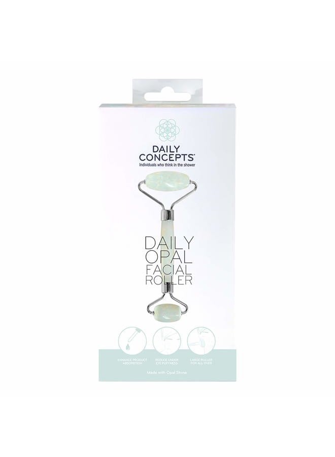 Daily Concepts Daily Facial Roller - Daily Concepts -Two Stone Heads, Small Stone For Under Eye Area ~ Large Stone For Entire Face - Jade - Rose Quartz - Obsidian - Amethyst - Opal (Opal) - Image 2