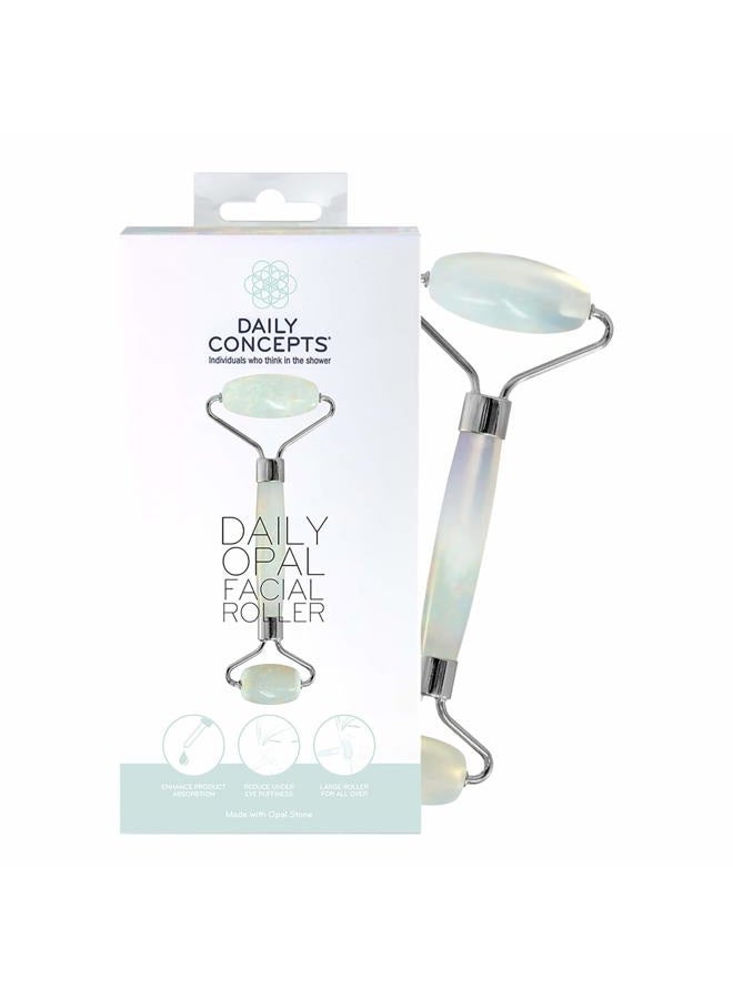 Daily Concepts Daily Facial Roller - Daily Concepts -Two Stone Heads, Small Stone For Under Eye Area ~ Large Stone For Entire Face - Jade - Rose Quartz - Obsidian - Amethyst - Opal (Opal) - Image 1