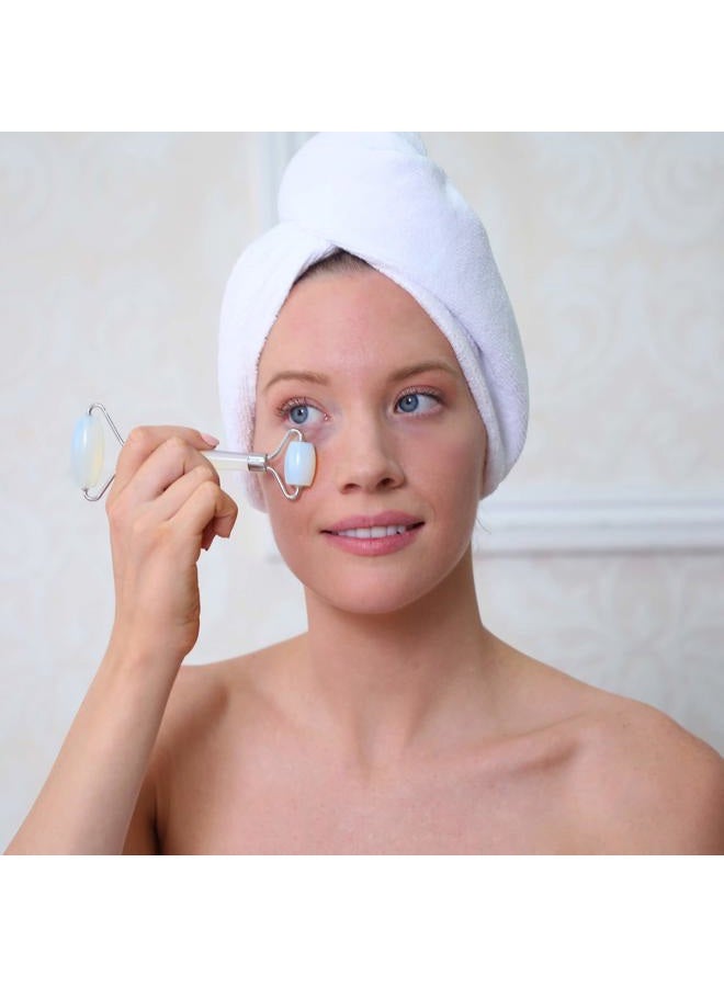 Daily Concepts Daily Facial Roller - Daily Concepts -Two Stone Heads, Small Stone For Under Eye Area ~ Large Stone For Entire Face - Jade - Rose Quartz - Obsidian - Amethyst - Opal (Opal) - Image 4