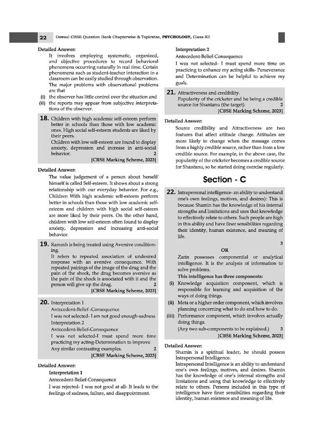 Oswaal CBSE Chapterwise Solved Papers 2023-2014 Psychology Class 12th (2024 Exam) - Image 5