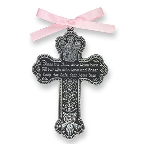 Cathedral Art CM7 Baby Girl Cross Crib Medal 3Inch High Metal - Image 1