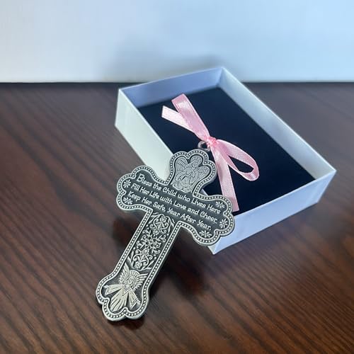 Cathedral Art CM7 Baby Girl Cross Crib Medal 3Inch High Metal - Image 3