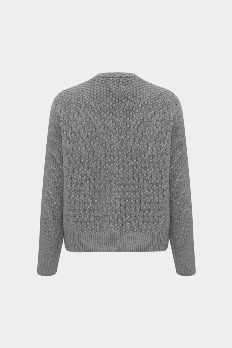 Açelya Okcu Premium Crew Neck Non-Closure Openwork Women's Wool Knitwear Cardigan  - Image 2