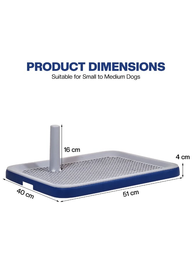 NNC PETS Dog toilet training tray for small to medium dogs, Plastic dog pee pad holder with Pee guide post, Grid design, and Portable design, Ideal for Indoor/Outdoor use, 51 cm (Blue) - Image 2