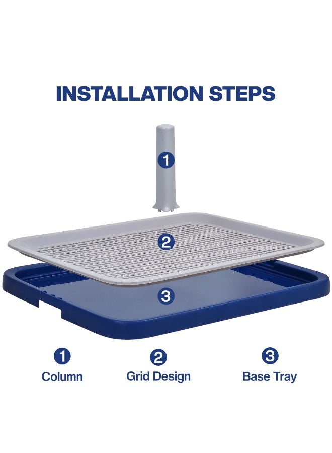 NNC PETS Dog toilet training tray for small to medium dogs, Plastic dog pee pad holder with Pee guide post, Grid design, and Portable design, Ideal for Indoor/Outdoor use, 51 cm (Blue) - Image 4