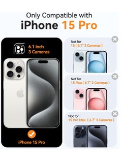 ESCASE Magnetic Cover for iPhone 15 Pro 6.1 Inch, MagSafe Compatible, Full Camera Protection, Translucent Matte Slim Protective Shockproof Case,  Black  - Image 2