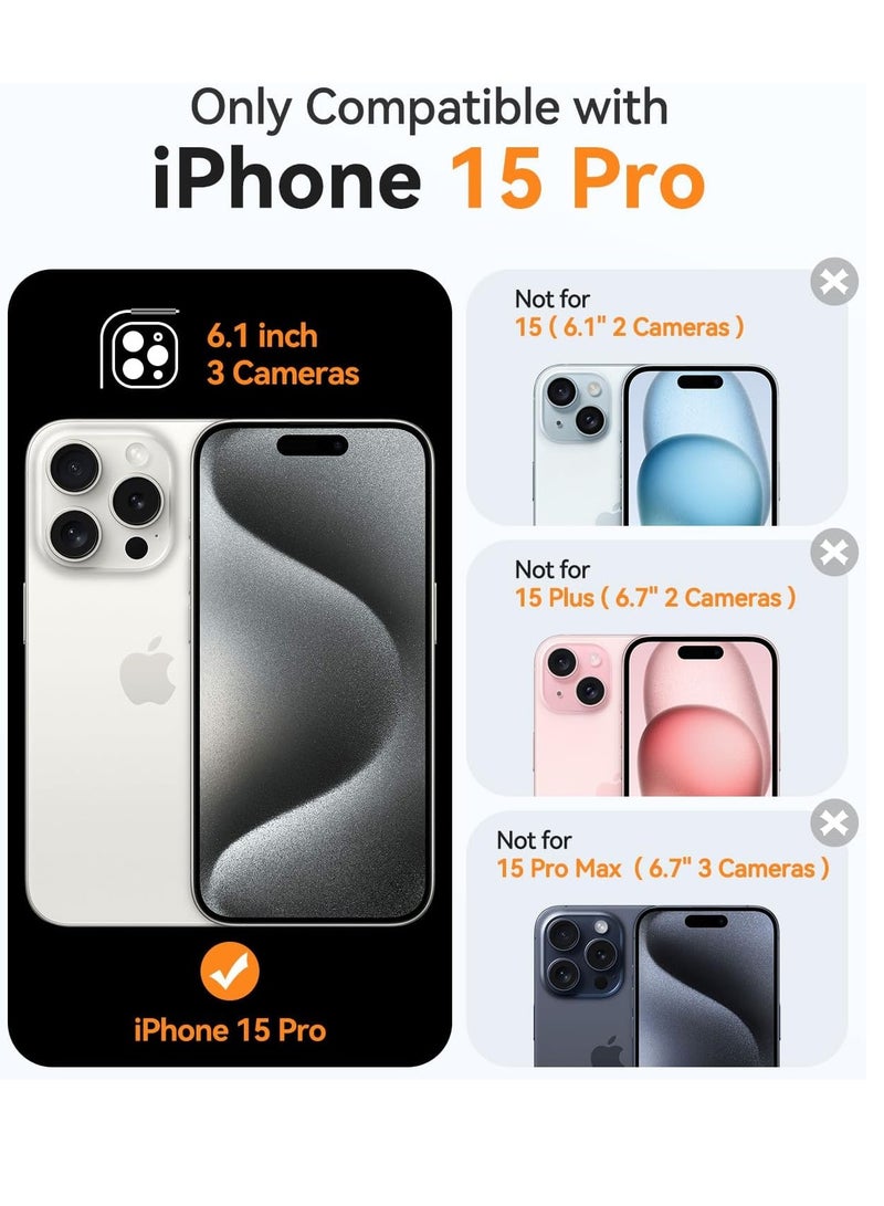 ثسؤشسث غطاء مغناطيسي لهاتف آيفون 15 برو 6.1 بوصة، متوافق مع MagSafe، حماية كاملة للكاميرا، غطاء حماية غير لامع شفاف غير لامع مقاوم للصدمات، أسود - Image 2