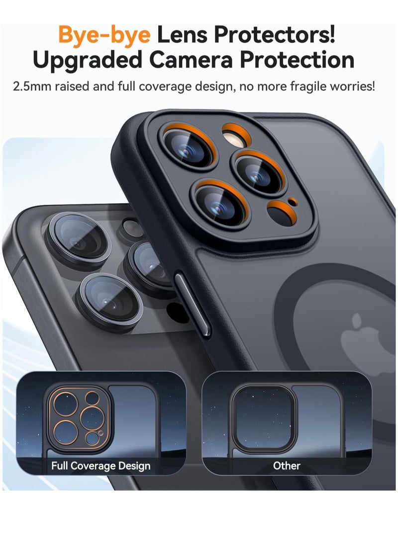 ثسؤشسث غطاء مغناطيسي لهاتف آيفون 15 برو 6.1 بوصة، متوافق مع MagSafe، حماية كاملة للكاميرا، غطاء حماية غير لامع شفاف غير لامع مقاوم للصدمات، أسود - Image 3