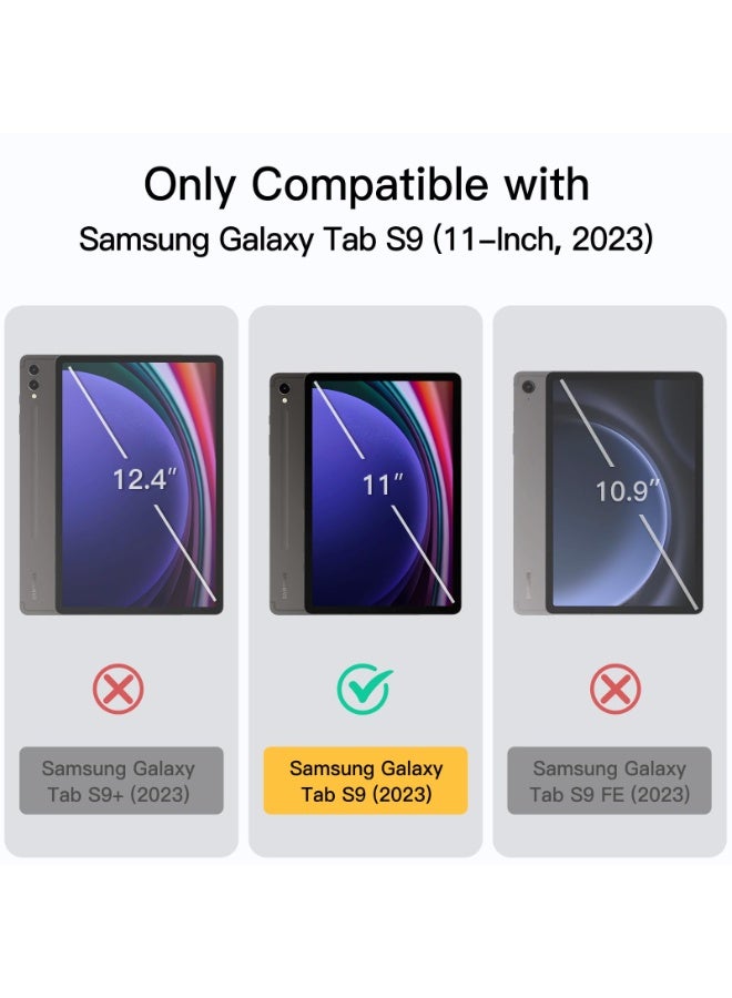 غطاء حماية لجهاز Samsung Galaxy Tab S9 (مقاس 11 بوصة) مع حامل متعدد الزوايا، وحامل لقلم S Pen، وميزة التنشيط/السكون التلقائي - لون أسود - Image 2