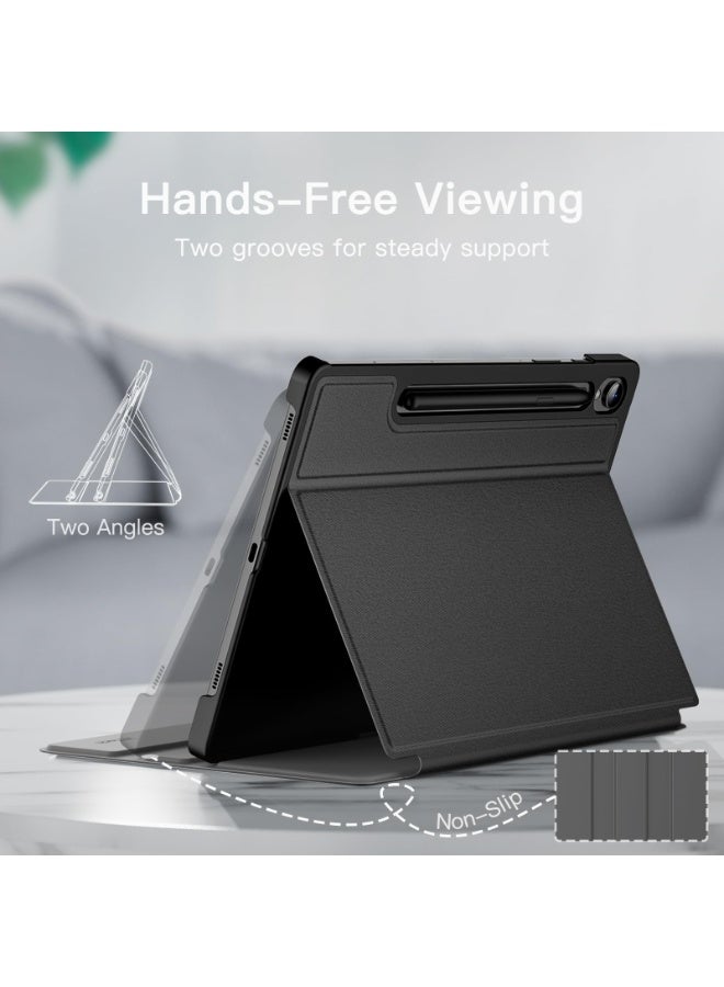 غطاء حماية لجهاز Samsung Galaxy Tab S9 (مقاس 11 بوصة) مع حامل متعدد الزوايا، وحامل لقلم S Pen، وميزة التنشيط/السكون التلقائي - لون أسود - Image 3