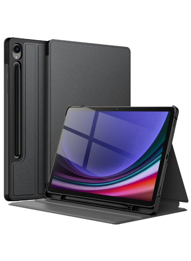 غطاء حماية لجهاز Samsung Galaxy Tab S9 (مقاس 11 بوصة) مع حامل متعدد الزوايا، وحامل لقلم S Pen، وميزة التنشيط/السكون التلقائي - لون أسود - Image 1