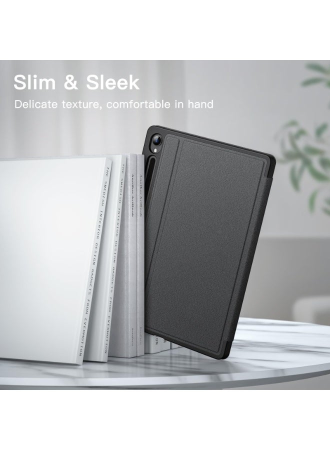 غطاء حماية لجهاز Samsung Galaxy Tab S9 (مقاس 11 بوصة) مع حامل متعدد الزوايا، وحامل لقلم S Pen، وميزة التنشيط/السكون التلقائي - لون أسود - Image 4
