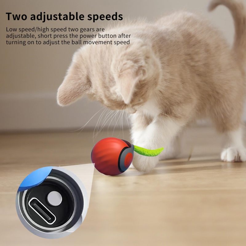 Interactive Pet Toy: Orange Smart Bounce Ball With 360-Degree Smart Motion, LED Lights, Textured Surface, Rechargeable Battery - Durable Pet-Safe Silicone For Indoor Cat Dog Play - Image 4