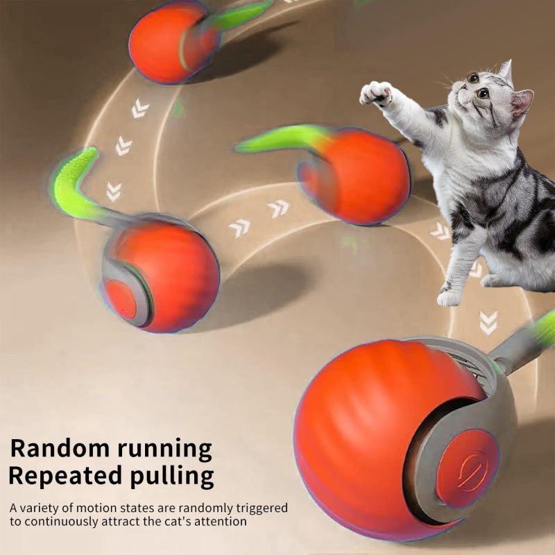 Interactive Pet Toy: Orange Smart Bounce Ball With 360-Degree Smart Motion, LED Lights, Textured Surface, Rechargeable Battery - Durable Pet-Safe Silicone For Indoor Cat Dog Play - Image 5