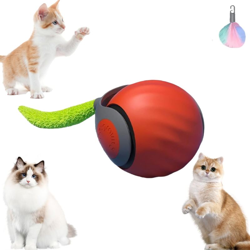 Interactive Pet Toy: Orange Smart Bounce Ball With 360-Degree Smart Motion, LED Lights, Textured Surface, Rechargeable Battery - Durable Pet-Safe Silicone For Indoor Cat Dog Play - Image 2