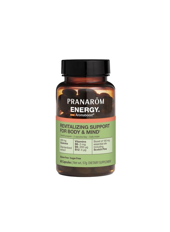 Pranarom - Aromaboost Energy Herbal Supplement - for Physical and Mental Fatigue - Guarana - Vitamins B6 B9 B12 - Pure Scots Pine Essential Oil - 60 Count - Image 1