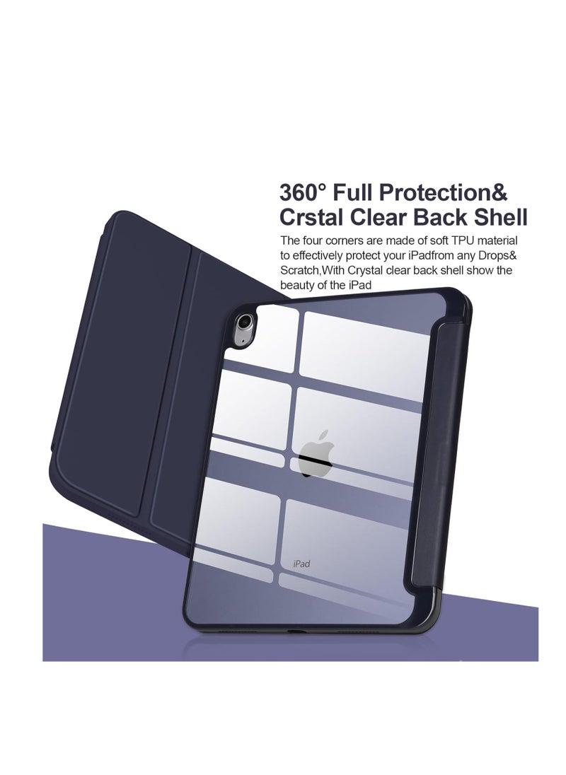 MHM - Case Compatible with iPad (A16) 11th Generation 2025/10.9 with Pencil Holder, Smart Trifold Cover with Soft TPU, Auto Wake/Sleep, Clear  Blue - Image 1