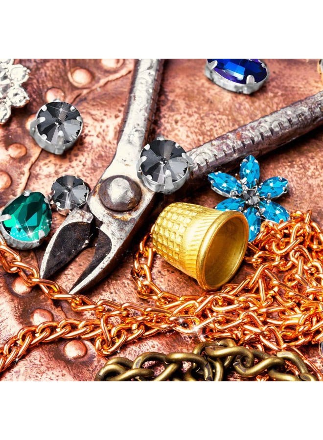 WILLBOND 156 Pieces Sew on Rhinestones Claw Flatback Crystal Rhinestones Metal Prong Setting Rhinestones Acrylic Glass Sewing Gems for Clothes DIY Craft Shoes Dress Jewelry Making (Mixed Color) - Image 5