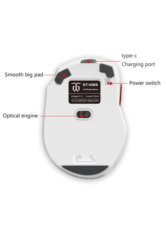 Snpurdiri مجموعة لوحة مفاتيح وفأرة ألعاب لاسلكية 2.4G، تشمل فأرة لاسلكية صغيرة بحجم 60% بتصميم مريح (أبيض) - Image 5
