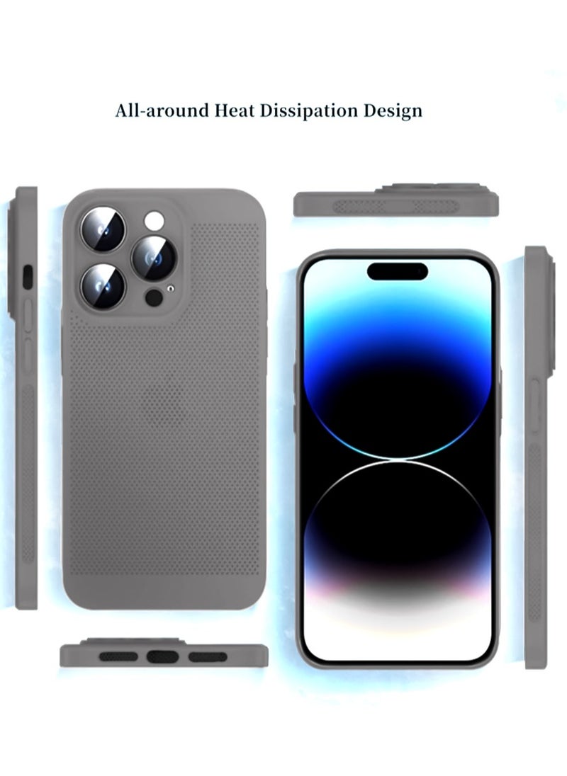 Generic - Heat Dissipation Case with Built in Camera Lens Protector Slim Fit Breathable Cooling Anti Fingerprint Hard PC Back Shockproof Cover For Iphone 16 Pro (Titanium) - Image 1