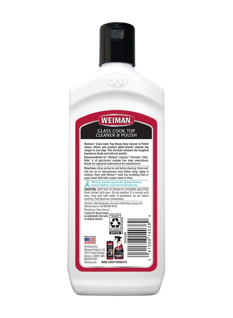Weiman Ceramic & Glass Cooktop Cleaner - Heavy Duty Cleaner and Polish [ 10 Ounce Bottle and 3 Scrubbing Pads ] - Image 2