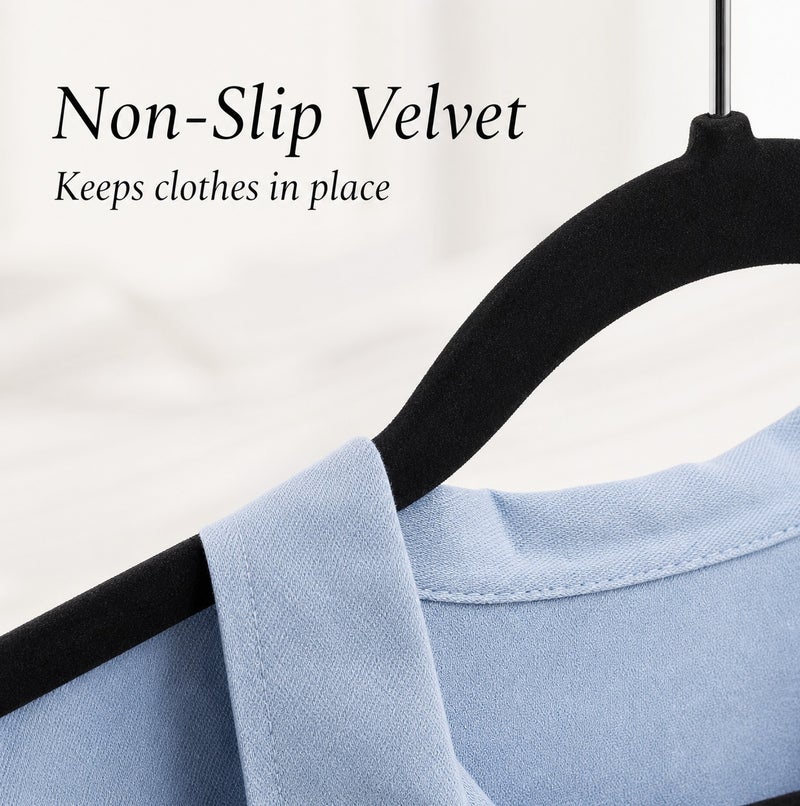 Homesmiths Slim Velvet Non-Slip Suit Hangers, Black, 7-Pack, Space-Saving Closet Hangers for Suits, Jackets, Shirts & Dresses - Image 3