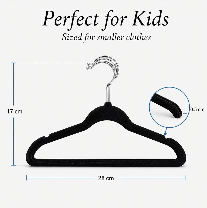 Homesmiths Slim Velvet Non-Slip Suit Hangers, Black, 7-Pack, Space-Saving Closet Hangers for Suits, Jackets, Shirts & Dresses - Image 2