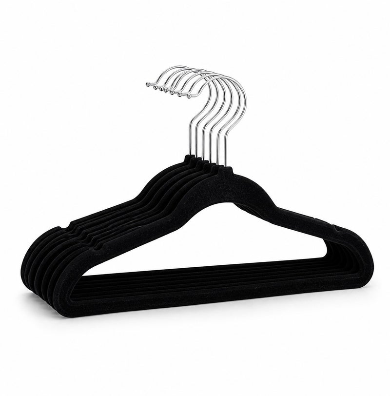 Homesmiths Slim Velvet Non-Slip Suit Hangers, Black, 7-Pack, Space-Saving Closet Hangers for Suits, Jackets, Shirts & Dresses - Image 1