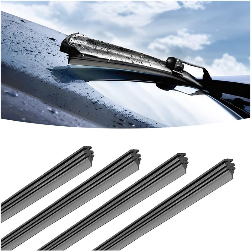 MAKINGTEC 4 Pieces Car Wiper Blade Replacement Strip, 32" Rubber Frameless Windshield Wiper Strip, DIY Adjustable Boneless Windscreen Blade Refills, Auto Accessories for Most Vehicle Buses  Trucks - Image 1