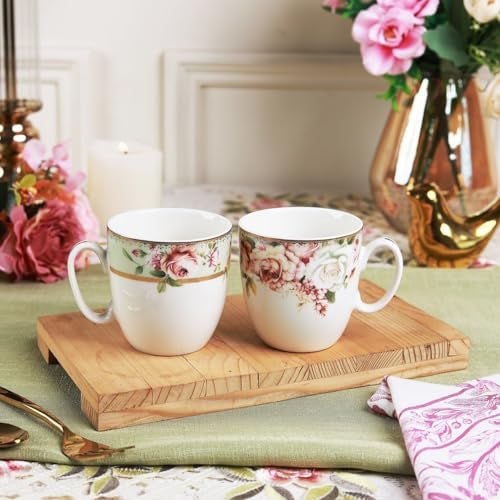 Vigneto Floral Pistachio Green Coffee Mug Set | Set of 6 Mugs, 200 ML | Finest Premium Porcelain | for Coffee/Tea | Scratch Resistant | Lead Free | Perfect for Gifting - Image 4