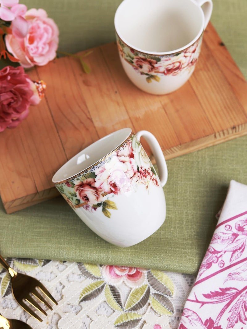 Vigneto Floral Pistachio Green Coffee Mug Set | Set of 6 Mugs, 200 ML | Finest Premium Porcelain | for Coffee/Tea | Scratch Resistant | Lead Free | Perfect for Gifting - Image 3