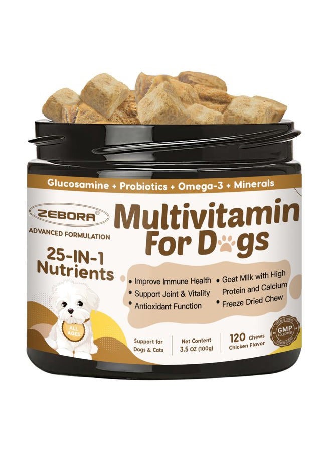 ZEBORA Dog Multivitamin with Probiotics - Dog Vitamins and Supplements - Multivitamin for Dogs with Glucosamine, Omega 3 and Probiotics for Dogs Digestive Health, Immunity, Joint, Hip, Skin and Coat - Image 1