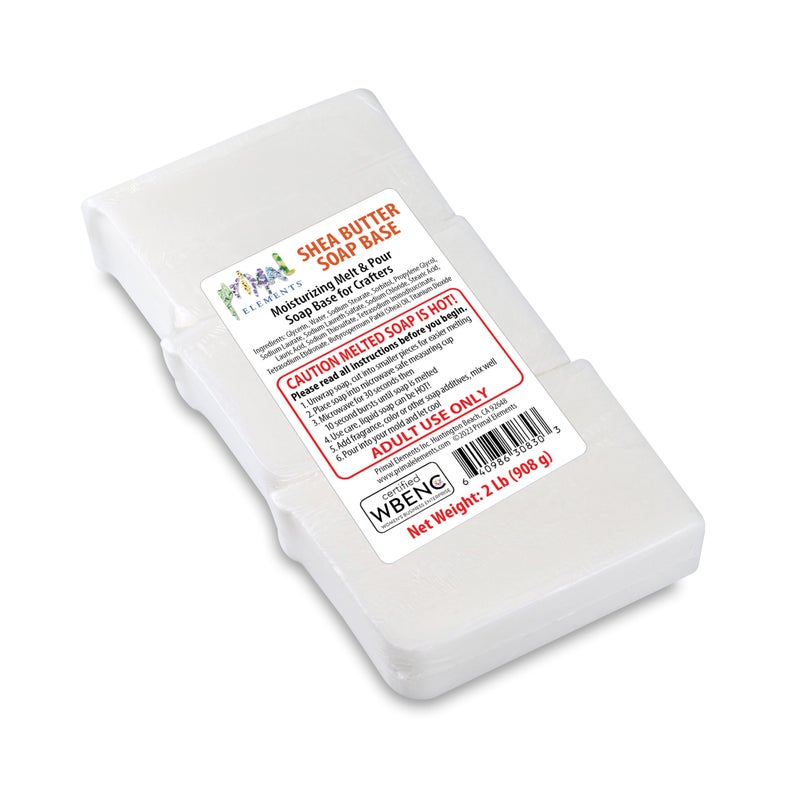 Primal Elements Shea Butter - Moisturizing Melt and Pour Glycerin Soap Base for Crafting and Soap Making, Easy to Cut - 2 Pound - Image 1