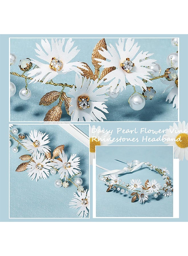 Ba Love Wedding Hair Accessories for Kids, Princess Headpiece White Flower Headband Pearl Hair Dress for Girl and Flower Girls Lovely Bridal Wedding Hair Band - Image 5