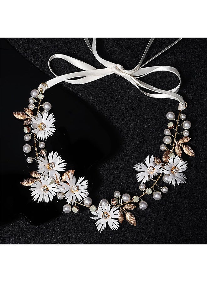 Ba Love Wedding Hair Accessories for Kids, Princess Headpiece White Flower Headband Pearl Hair Dress for Girl and Flower Girls Lovely Bridal Wedding Hair Band - Image 4