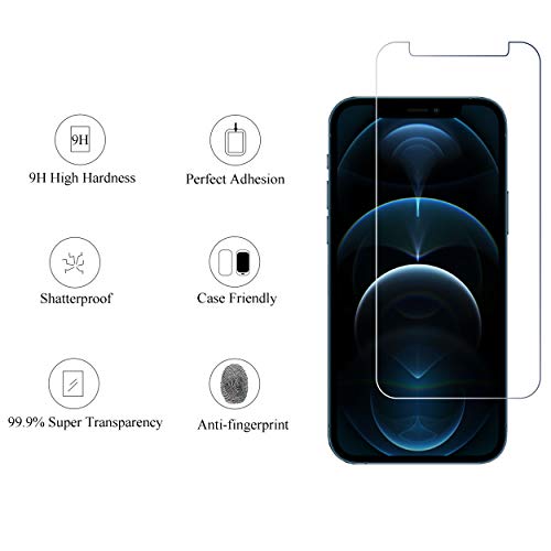 Ailun 2Pack Screen Protector Compatible for iPhone 12 Pro[6.1 inch] + 2 Pack Camera Lens Protector,Tempered Glass Film,[9H Hardness] - HD - Image 2