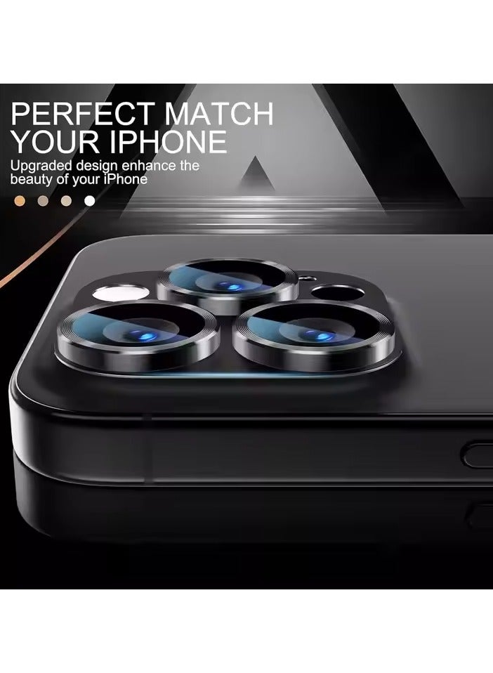 For iPhone 16 Pro/iPhone 16 Pro Max Camera Lens Protector [Drop Protection] [Full Coverage] [3D Metal] [Case Friendly] Tempered Glass Camera Cover for iPhone 16 Pro Max—Titanium Black  - Image 3