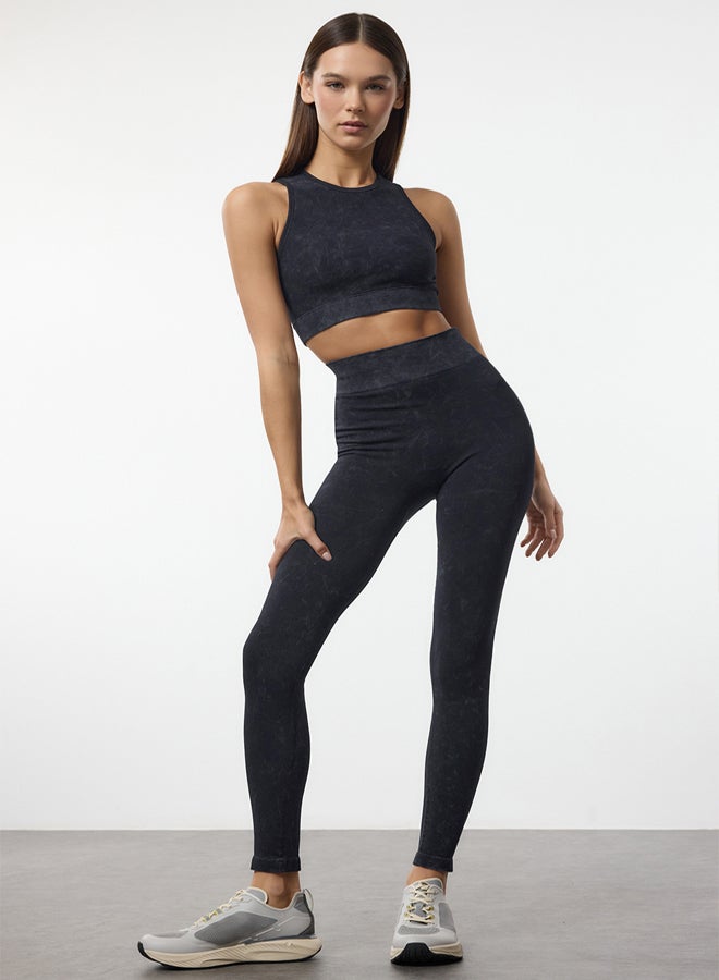 trendyol Dark Navy Washed Seamless Full Length Knitted Sports Leggings TWOAW20TA0071  - Image 2