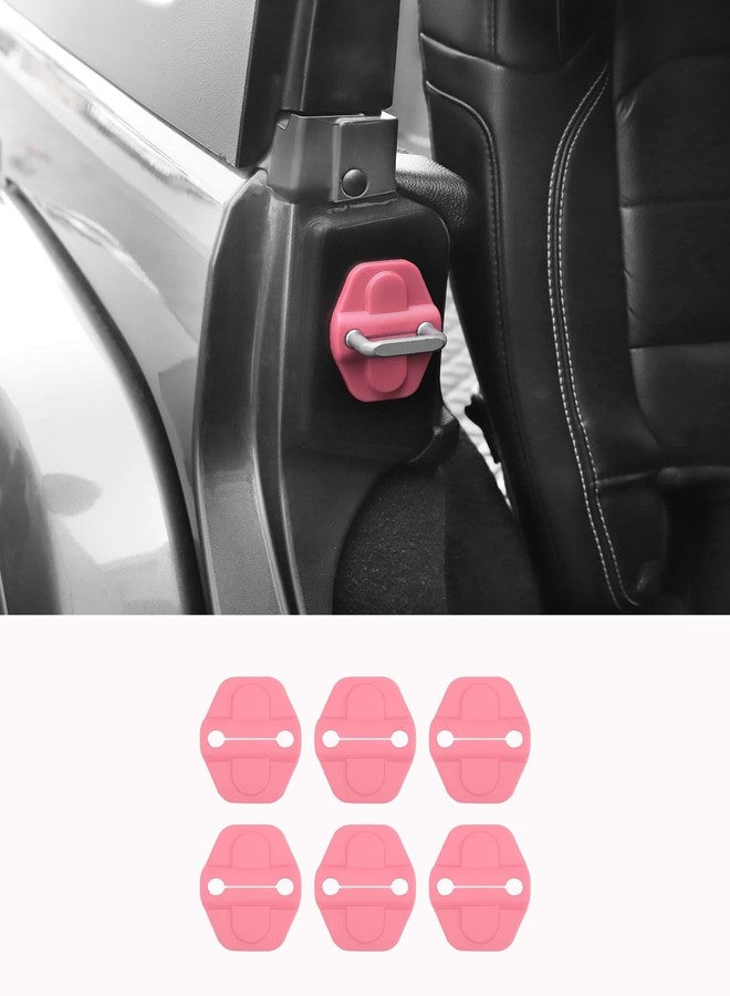 Savadicar Pink Interior Accessories - Door & Tailgate Latch Striker Trim Set for 2018-Present Jeep Wrangler JL JLU 4XE & Gladiator JT - Solid Color Interior Decor Upgrade Option, 6-Piece - Image 1