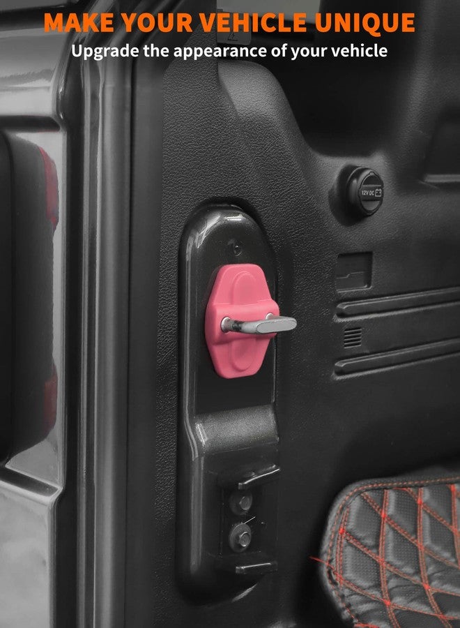 Savadicar Pink Interior Accessories - Door & Tailgate Latch Striker Trim Set for 2018-Present Jeep Wrangler JL JLU 4XE & Gladiator JT - Solid Color Interior Decor Upgrade Option, 6-Piece - Image 2