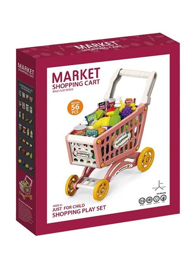Little Story 56- Pieces Role Play Market Shopping Cart Toy Set - Pink  - Image 2
