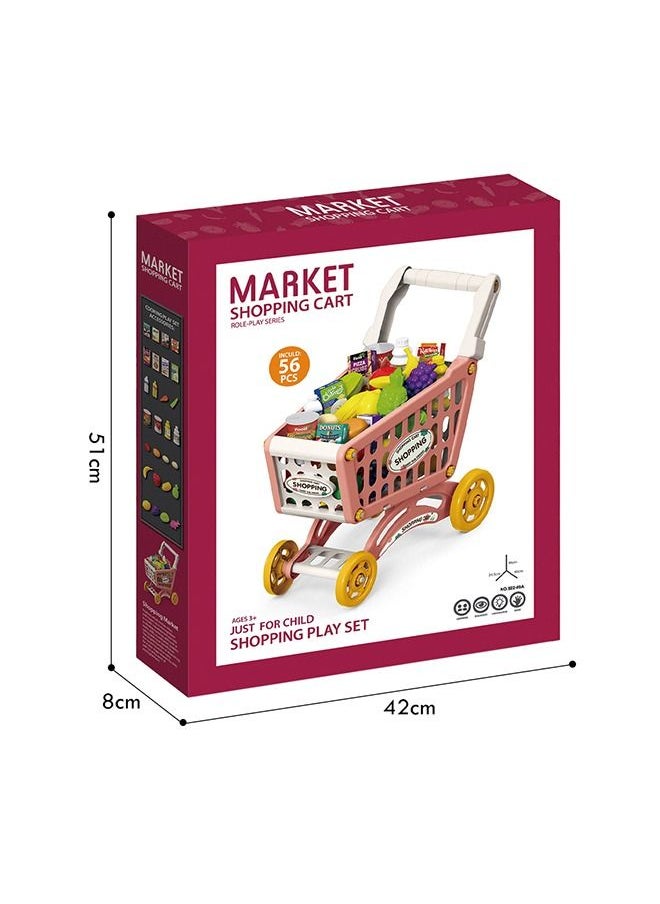 Little Story 56- Pieces Role Play Market Shopping Cart Toy Set - Pink  - Image 5