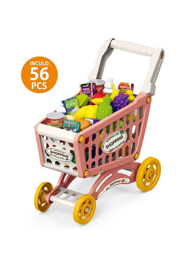 Little Story 56- Pieces Role Play Market Shopping Cart Toy Set - Pink  - Image 3