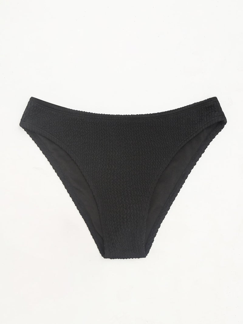 2024 New Pure Color Sexy and Export Swimsuit Bikini Low-Waist Wrinkled Fabric Basic Swimming Trunks - Image 5