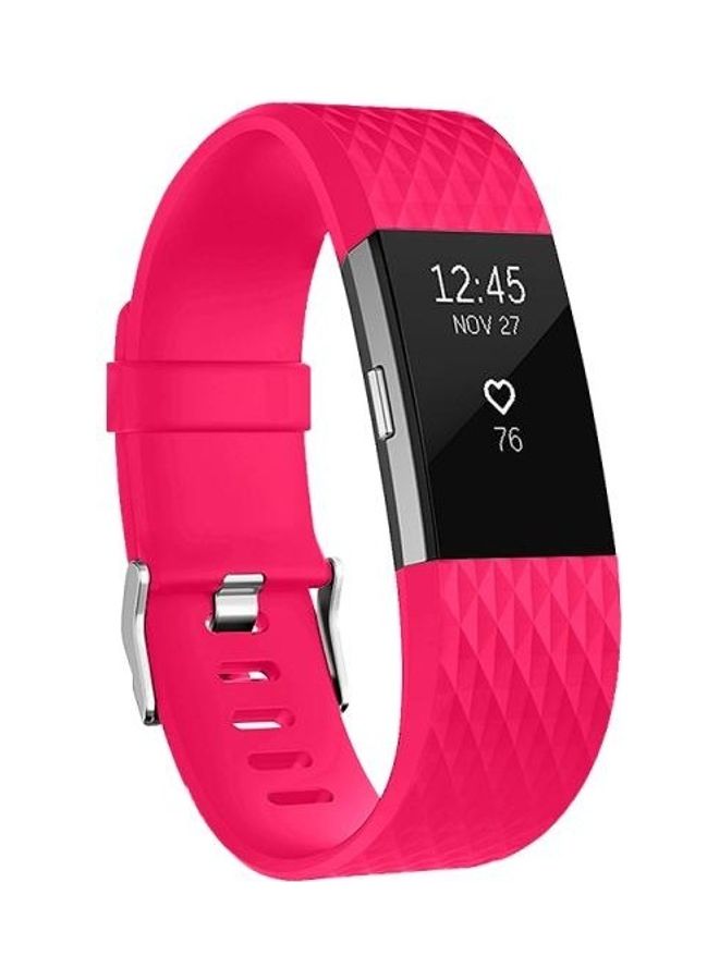 BGM Diamond Pattern Replacement Band For Fitbit Charge 2 Red - Image 1