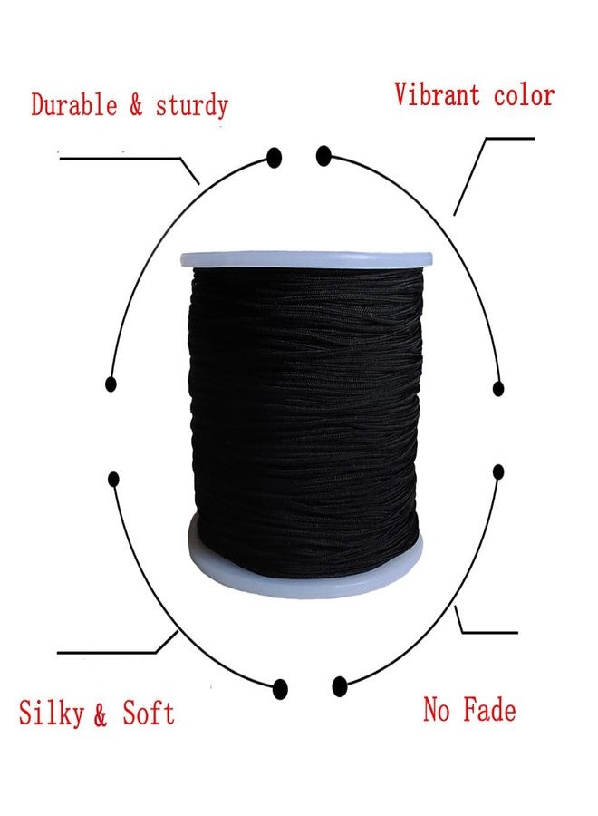 Xiezyu 150 Yards 0.5 mm Nylon Beading Cord Braided Nylon Thread String for Chinese Knotting Bracelet Necklace Macramé Jewelry Making Sewing (Black) - Image 3