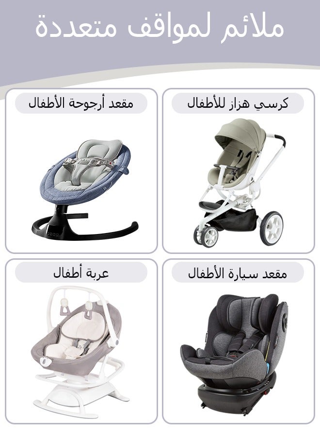 بطانة مقعد السيارة للطفل ، رأس مقعد السيارة للطفل حديثي الولادة ودعم الجسم ، 2 في 1 قابلة للقلب وسادة مقعد السيارة للطفل ، بطانة عربة لينة مقعد السيارة للطفل ، الترامبولين ، العربة ، الجرف ، الأسود - Image 4